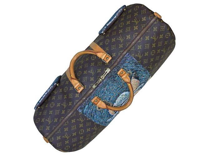 Louis Vuitton Keepall 60 Pikachu x Van Gogh Museum Custom Bag Marrone Multicolore Monogramma - vista 5