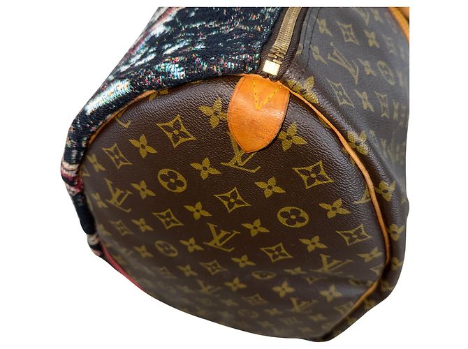 Borsa Louis Vuitton Keepall 60 Birth of Venus Custom Marrone Multicolore - vista 11