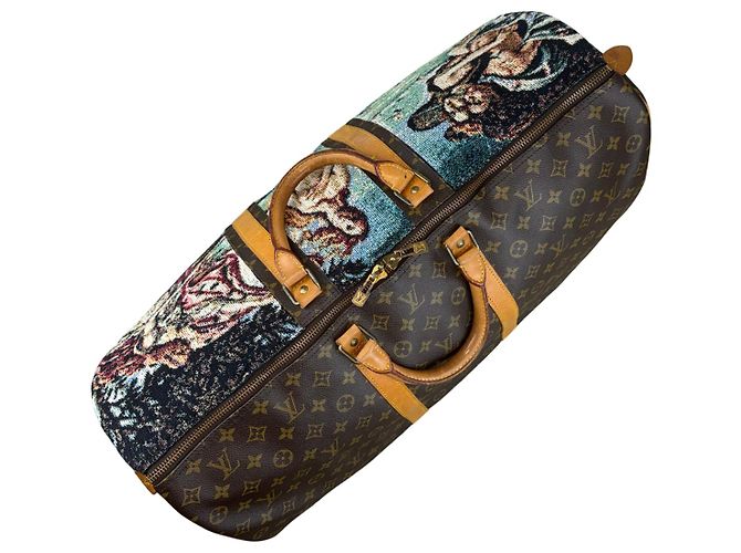 Borsa Louis Vuitton Keepall 60 Birth of Venus Custom Marrone Multicolore - vista 5