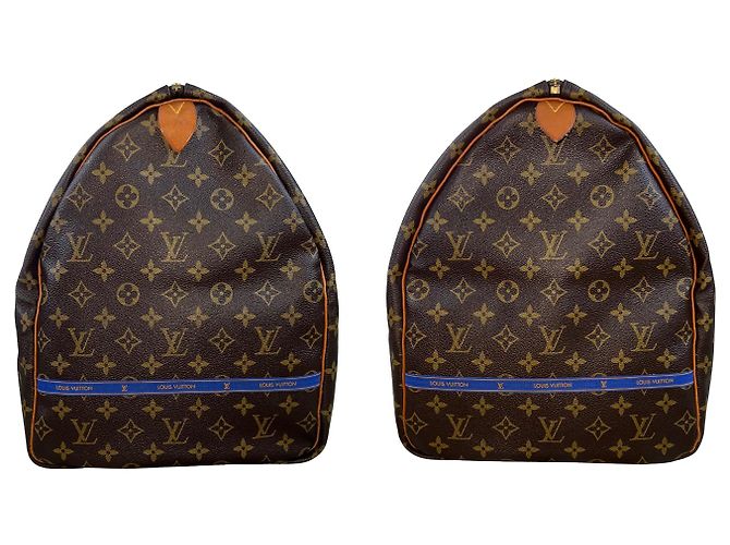 Borsa Louis Vuitton Keepall 60 Mona Lisa Custom Tapestry Marrone Multicolore - vista 7