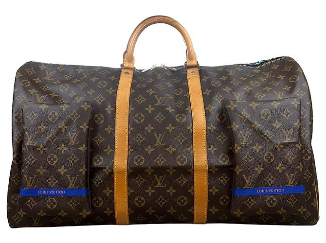 Louis Vuitton Keepall 60 The Starry Night Van Gogh Custom Bag Marrone Blu Multicolore - vista 2