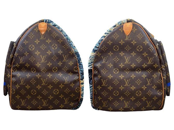 Louis Vuitton Keepall 60 The Starry Night Van Gogh Custom Bag Marrone Blu Multicolore - vista 7