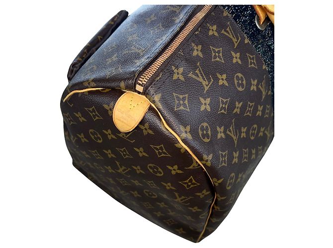 Louis Vuitton Keepall 60 Custom Vermeer Girl With a Pearl Earring Marrone Bianco Blu Multicolore - vista 11