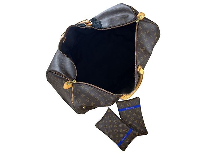 Louis Vuitton Keepall 60 Custom Vermeer Girl With a Pearl Earring Marrone Bianco Blu Multicolore - vista 6