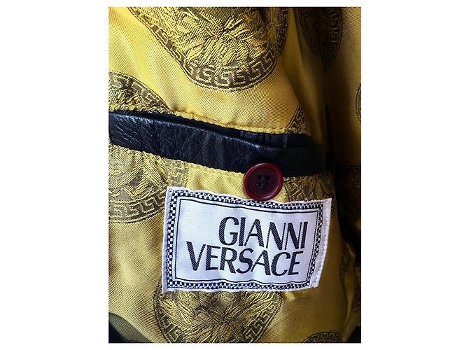 Gianni Versace schwarze Lederjacke mit Medusa-Futter - Ansicht 3