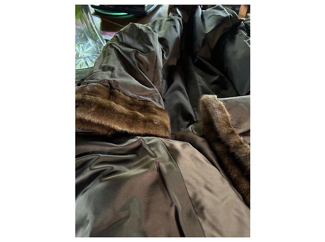 Autre Marque Reby Abrigo de Visón Marrón con Estola Castaño Beige Camello - vista 10