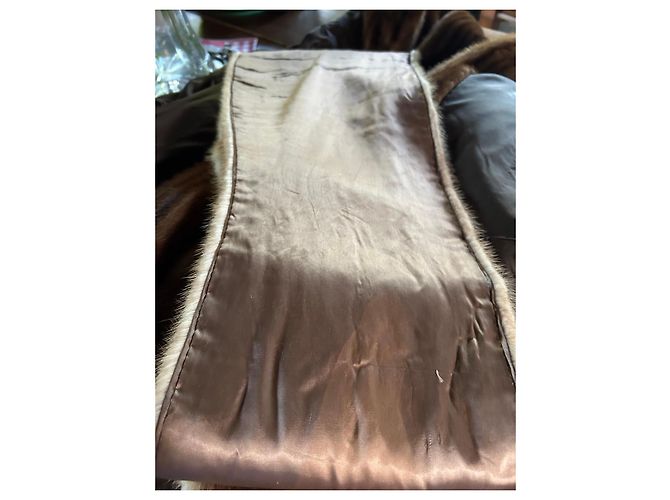 Autre Marque Reby Abrigo de Visón Marrón con Estola Castaño Beige Camello - vista 13