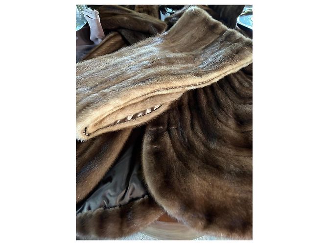 Autre Marque Reby Abrigo de Visón Marrón con Estola Castaño Beige Camello - vista 17
