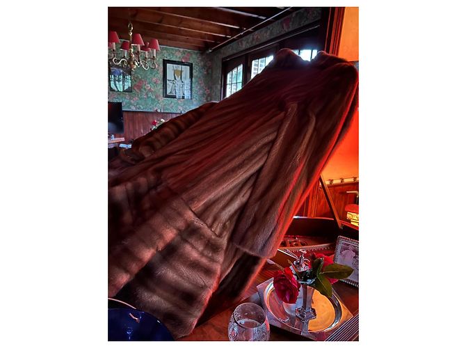 Autre Marque Reby Abrigo de Visón Marrón con Estola Castaño Beige Camello - vista 3