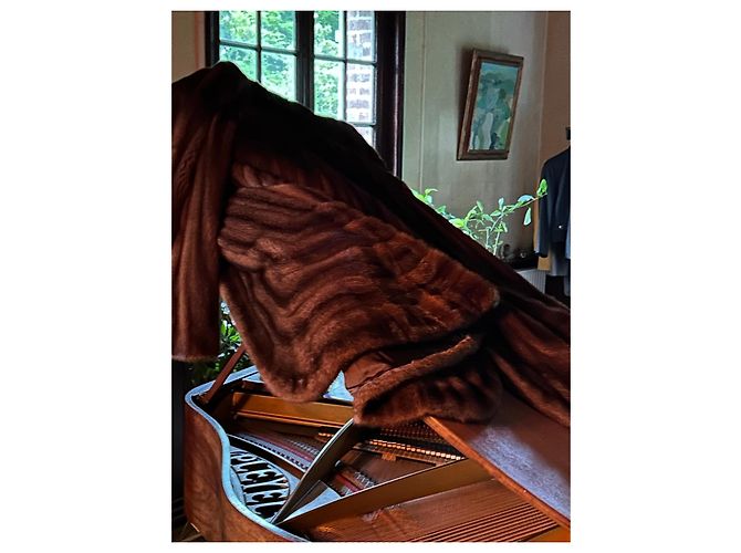 Autre Marque Reby Abrigo de Visón Marrón con Estola Castaño Beige Camello - vista 4