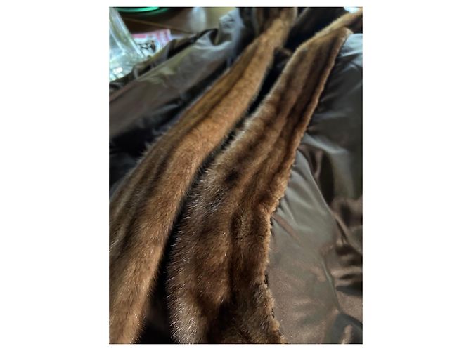 Autre Marque Reby Abrigo de Visón Marrón con Estola Castaño Beige Camello - vista 6