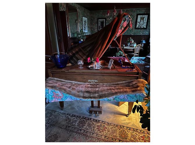Autre Marque Reby Abrigo de Visón Marrón con Estola Castaño Beige Camello - vista 8