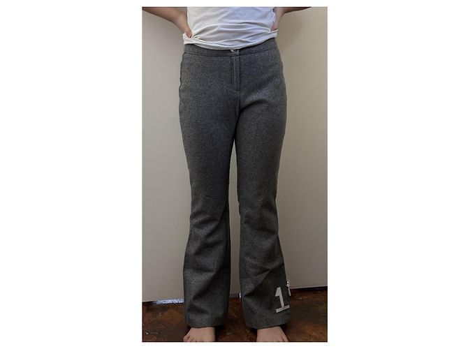 Dior Pantalones acampanados de lana con detalle "1" Gris - vista 11