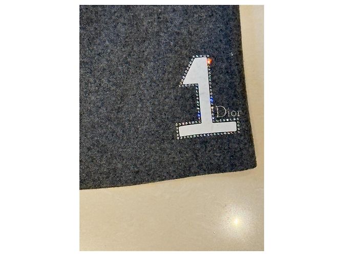 Dior Pantalones acampanados de lana con detalle "1" Gris - vista 2
