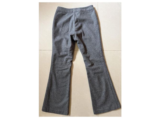 Dior Pantalones acampanados de lana con detalle "1" Gris - vista 3