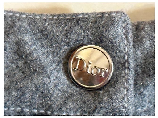 Dior Pantalones acampanados de lana con detalle "1" Gris - vista 9
