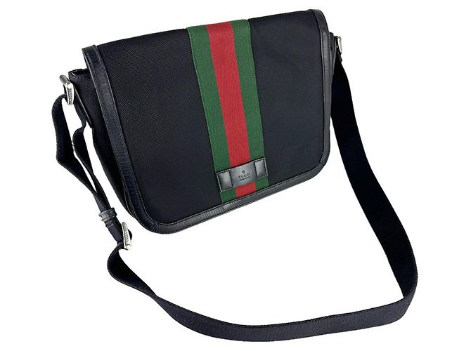 Borsa a tracolla Gucci Nero Rosso Verde - vista 10