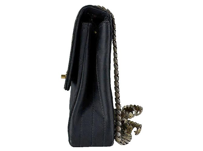 Borsa a tracolla in raso nero Chanel - vista 2