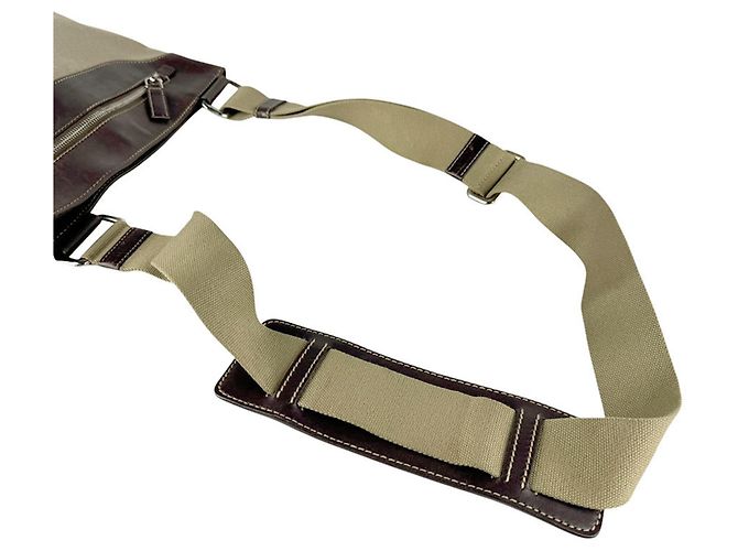 Borsa a tracolla Prada in tela marrone e pelle - vista 10