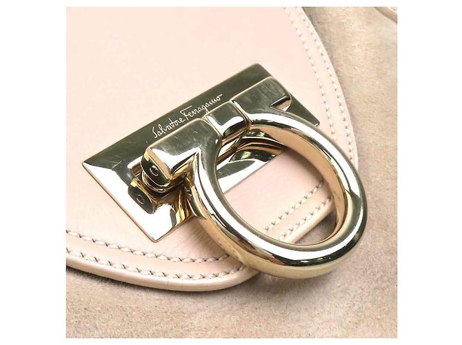 Borsa a tracolla Salvatore Ferragamo Gancini Beige - vista 8