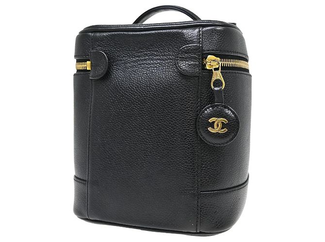 Chanel Vintage Timeless Cosmetic Case Caviar Tall Nero - vista 2