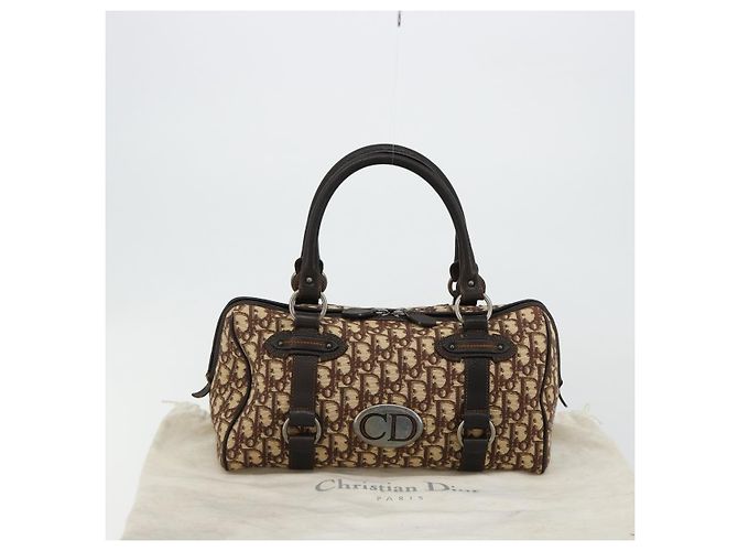Borsa Christian Dior Trotter Canvas Marrone Argento Auth 181890V - vista 12