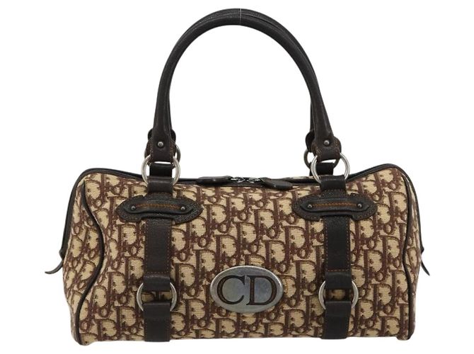 Borsa Christian Dior Trotter Canvas Marrone Argento Auth 181890V - vista 13