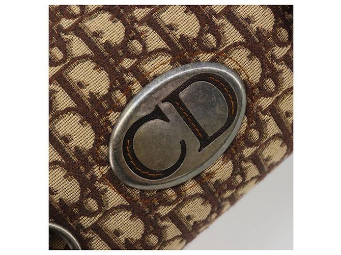 Borsa Christian Dior Trotter Canvas Marrone Argento Auth 181890V - vista 18