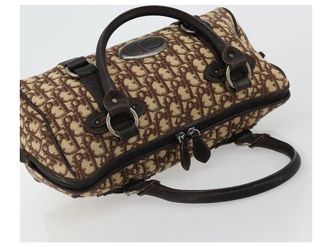 Borsa Christian Dior Trotter Canvas Marrone Argento Auth 181890V - vista 6