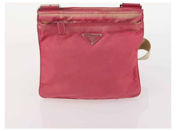 Borsa a Spalla PRADA Nylon 4 Set Rosso Rosa Azzurro chiaro Auth 181808 Blu chiaro - vista 14