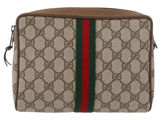 GUCCI GG Supreme Web Sherry Line Clutch Bag aus PVC Beige Red 89 01 012 Auth BA13074 Rot - Ansicht 13
