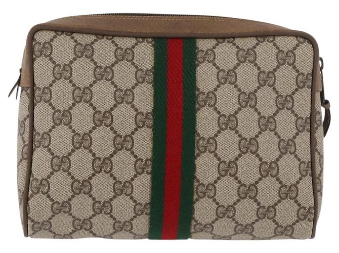 GUCCI GG Supreme Web Sherry Line Clutch Bag aus PVC Beige Red 89 01 012 Auth BA13074 Rot - Ansicht 2