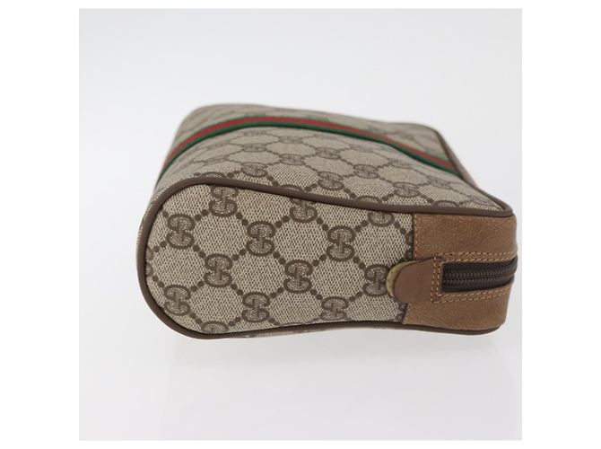GUCCI GG Supreme Web Sherry Line Clutch Bag aus PVC Beige Red 89 01 012 Auth BA13074 Rot - Ansicht 3