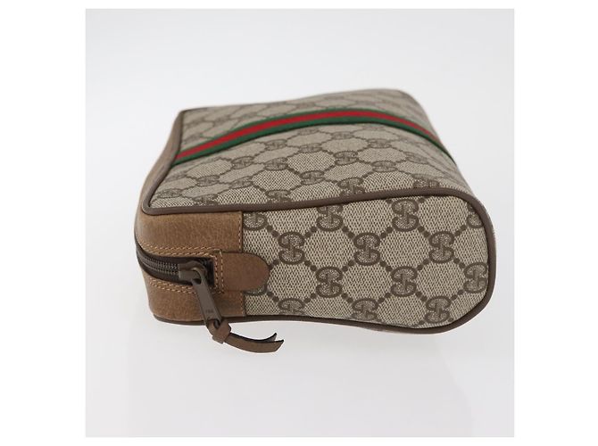 GUCCI GG Supreme Web Sherry Line Clutch Bag aus PVC Beige Red 89 01 012 Auth BA13074 Rot - Ansicht 4