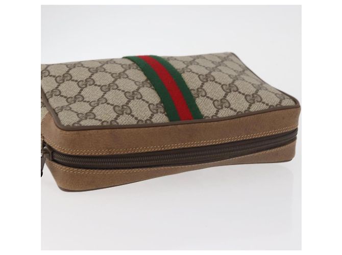 GUCCI GG Supreme Web Sherry Line Clutch Bag aus PVC Beige Red 89 01 012 Auth BA13074 Rot - Ansicht 5