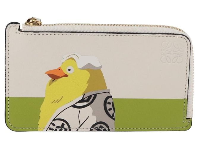 LOEWE Studio Ghibli Spirited Away Ootori-sama Tarjetero de cuero Auth 167376SM Blanco Dorado - vista 13