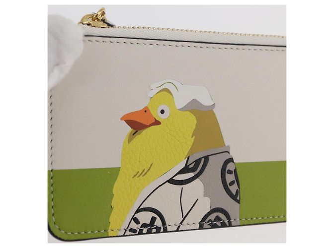LOEWE Studio Ghibli Spirited Away Ootori-sama Tarjetero de cuero Auth 167376SM Blanco Dorado - vista 17