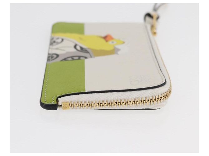 LOEWE Studio Ghibli Spirited Away Ootori-sama Tarjetero de cuero Auth 167376SM Blanco Dorado - vista 3