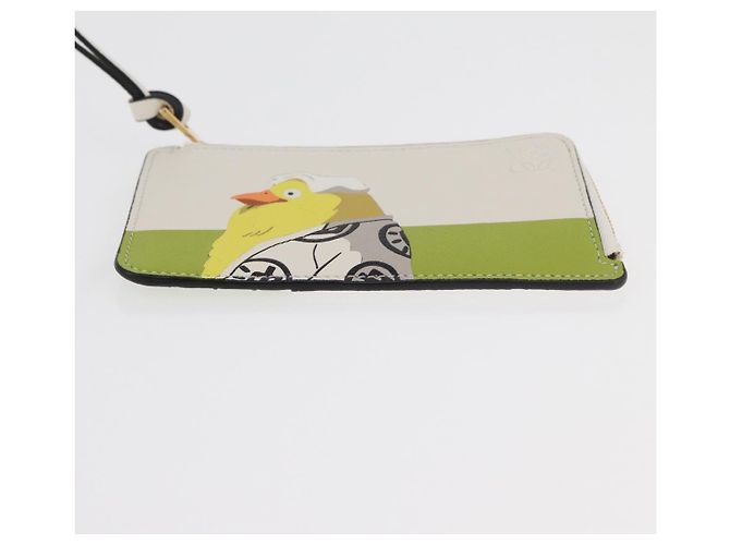 LOEWE Studio Ghibli Spirited Away Ootori-sama Tarjetero de cuero Auth 167376SM Blanco Dorado - vista 6