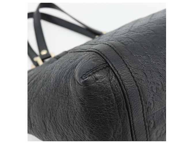 Borsa Tote GUCCI GG Canvas Guccissima in pelle nera e oro 233607 Auth 182177V Nero D'oro - vista 16