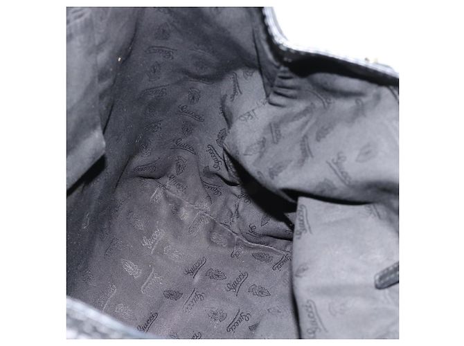 Borsa Tote GUCCI GG Canvas Guccissima in pelle nera e oro 233607 Auth 182177V Nero D'oro - vista 19