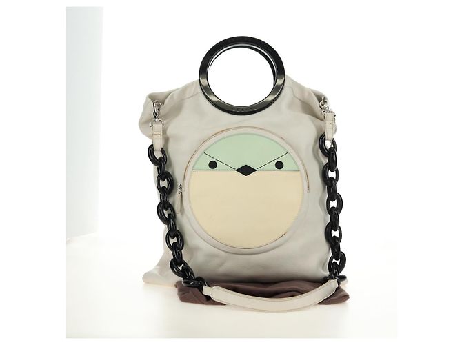 Céline CELINE Chain Shoulder Bag Leder 2way Weiß Silber Auth 181478V - Ansicht 12