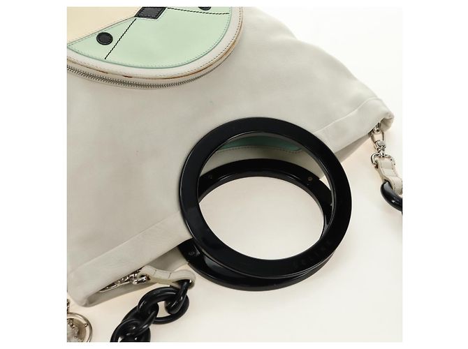 Céline CELINE Chain Shoulder Bag Leder 2way Weiß Silber Auth 181478V - Ansicht 14