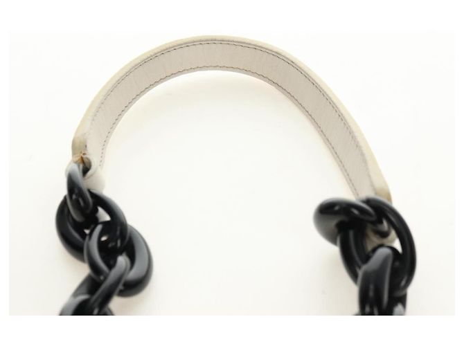 Céline CELINE Chain Shoulder Bag Leder 2way Weiß Silber Auth 181478V - Ansicht 16