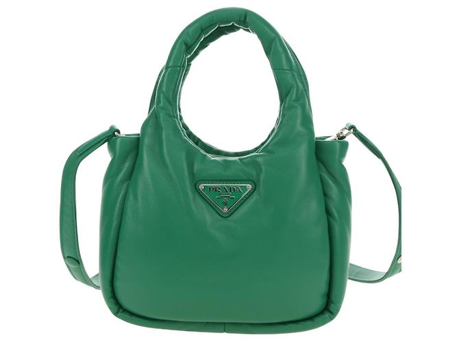 Borsa PRADA in Pelle 2way Verde Argento Auth 181442SM - vista 13
