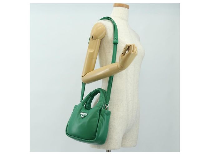 Borsa PRADA in Pelle 2way Verde Argento Auth 181442SM - vista 25