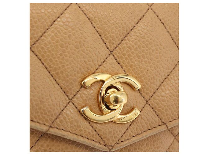 CHANEL Marsupio Matelasse in Pelle Caviar Beige Oro CC Auth BA12986V D'oro - vista 19
