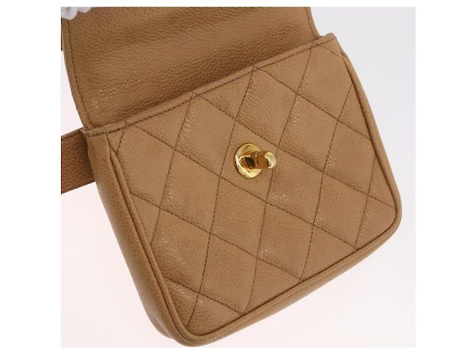 CHANEL Marsupio Matelasse in Pelle Caviar Beige Oro CC Auth BA12986V D'oro - vista 21