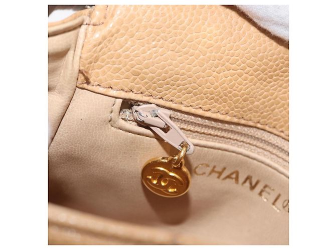 CHANEL Marsupio Matelasse in Pelle Caviar Beige Oro CC Auth BA12986V D'oro - vista 25
