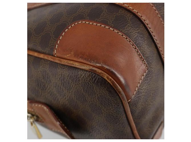 Céline Borsa Boston CELINE Macadam Canvas PVC Pelle Marrone Oro Auth BA13029 D'oro - vista 14